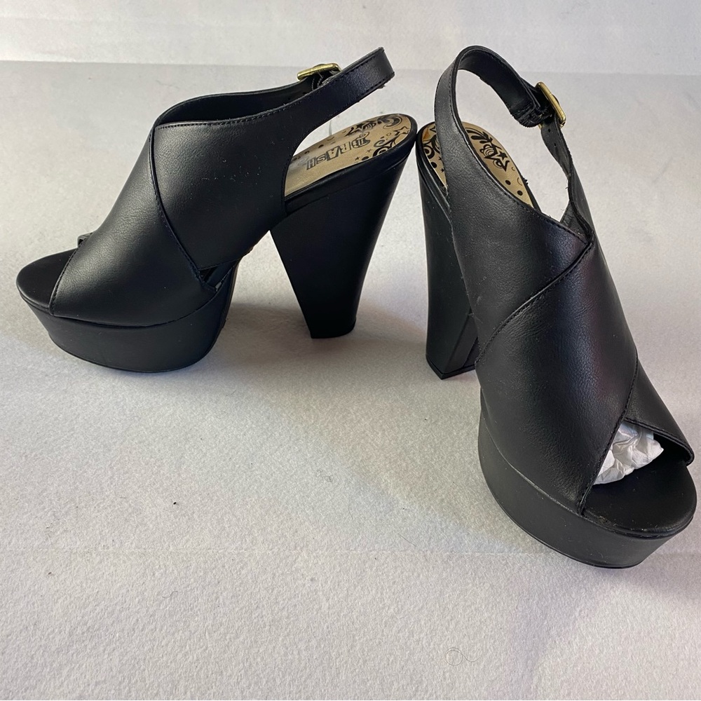 Black Peep Toe Platform Sandals women size 8 NWT 4” heel - Picture 5 of 6